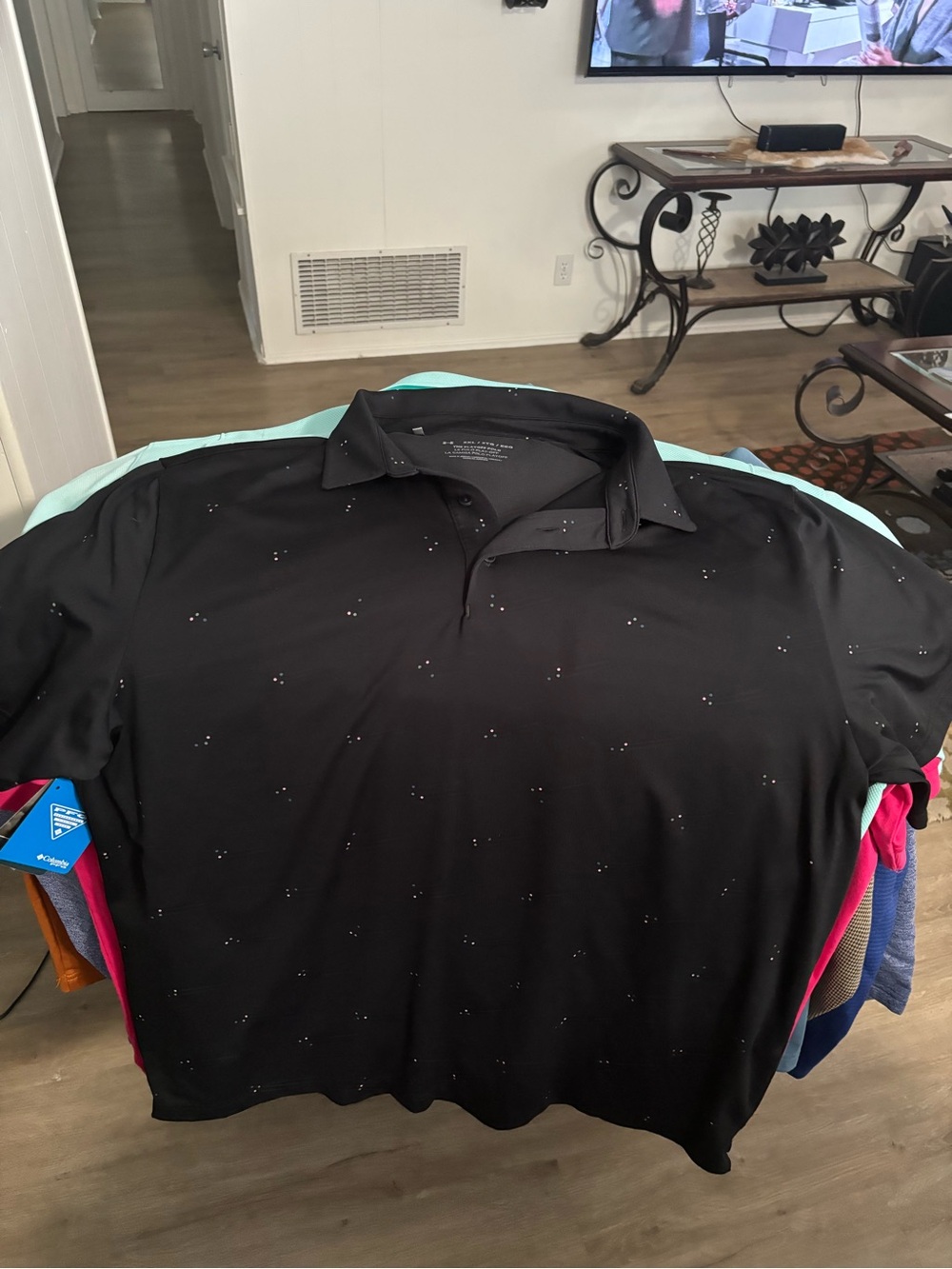 Under Armour Black Polo with Subtle Micro Dot Pattern
